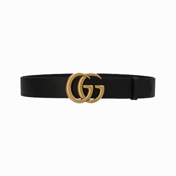 Gucci Black Belt with Gold Buckle - Picture 1 of 8